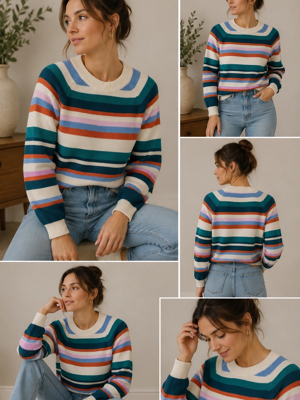 Weekend Max Mara Multicolor Striped Knit Sweater  size L